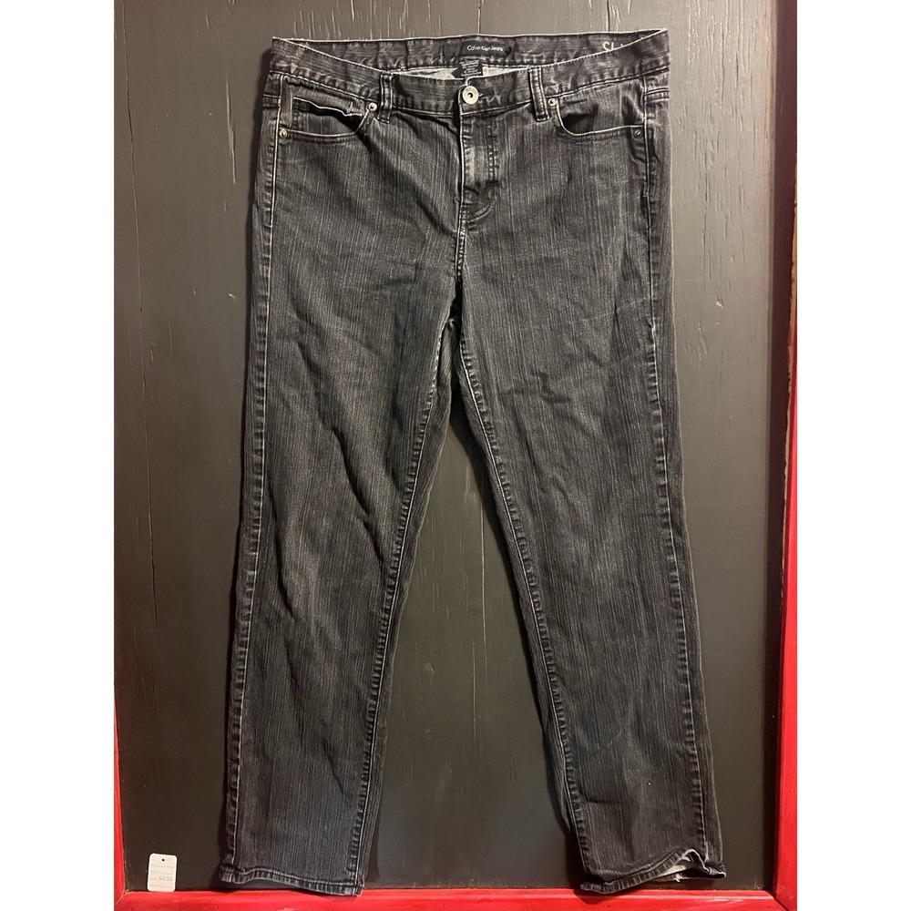 Calvin Klein Womens Size 16 Black Mid Rise Bootcut Denim Jeans‎